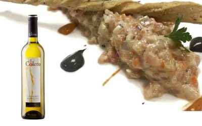 Tártaro de calamar y cerdo negro maridado con Llàgrimes Blanques de Can Coleto. La cocina de Miquel Calent. (1)
