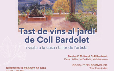 Cata de vinos en el jardín de la casa del pintor Coll Bardolet